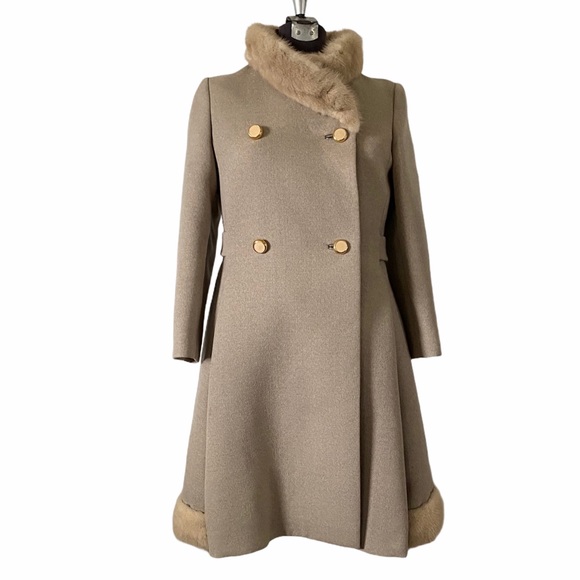 Vintage Jackets & Blazers - Vintage Blonde Mink & Wool Overcoat Beige Coat